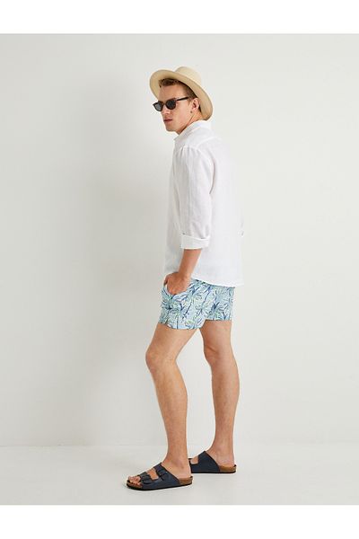 Koton Badeshorts mit Palmen-Print und Schnürung an der Taille und Taschen