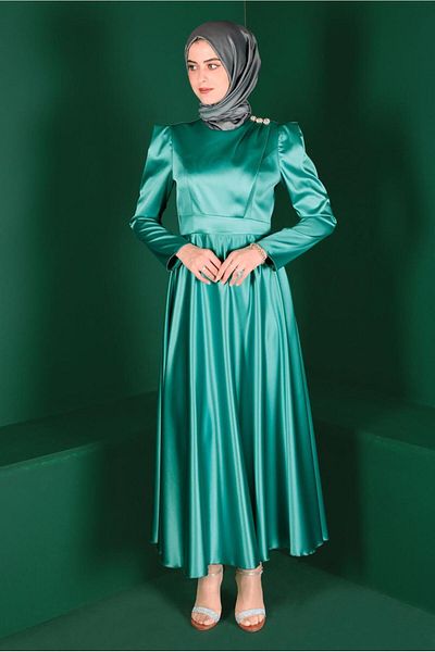 Alvina Rochie din Satin - Detaliat Piatra, Model 42872