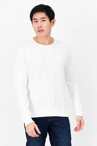French Connection Men Crew Neck Long Sleeves Brand Logo Sweatshirt, White