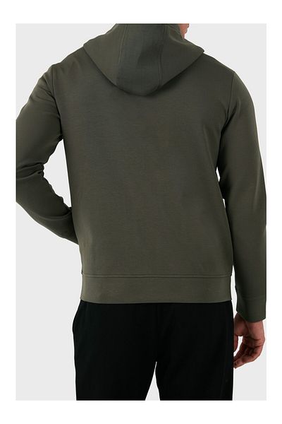 Emporio Armani سويت شيرت رجالي كاكي - كم طويل، ياقة بغطاء للرأس، 8N1ML6 1JHSZ-06K0