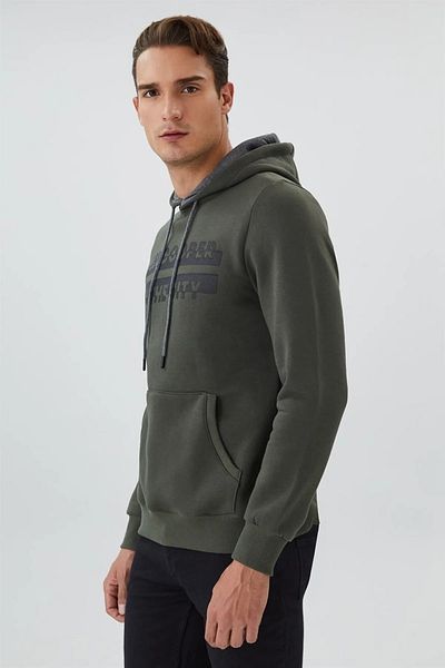 Lee Cooper Ανδρικό φούτερ Χακί με κουκούλα - Tess
