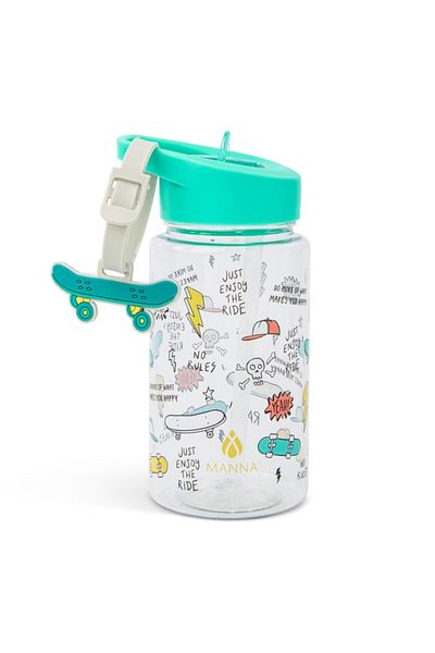 manna Buddy Skateboard Themed Design Water Bottle with Strap 15oz