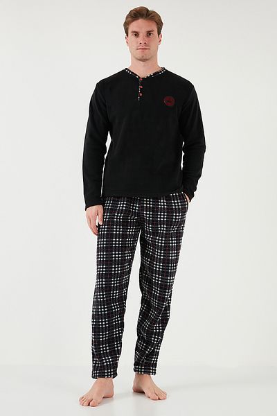 Buratti Σετ πιτζάμες με κανονική εφαρμογή Crew Neck Winter Soft Textured Fleece Σετ ανδρικές πιτζάμες 6096