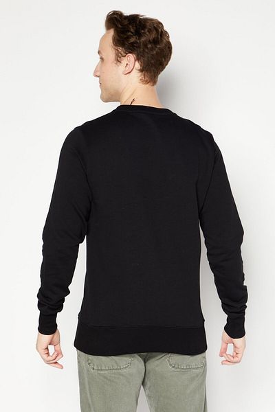 Vision Street Wear سويت شيرت رجالي بشعار العلامة التجارية بأكمام طويلة وياقة دائرية، أسود