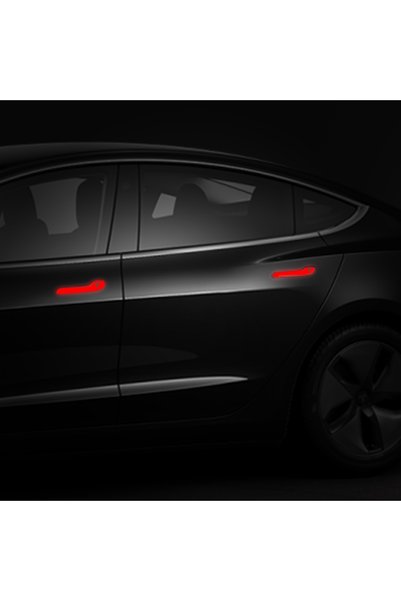 Ipg Tesla Model 3 - Y Için Özel Kesim Tesla Logolu Kapı Kolu REFLEKTİF Sticker Seti (4'lü Set)