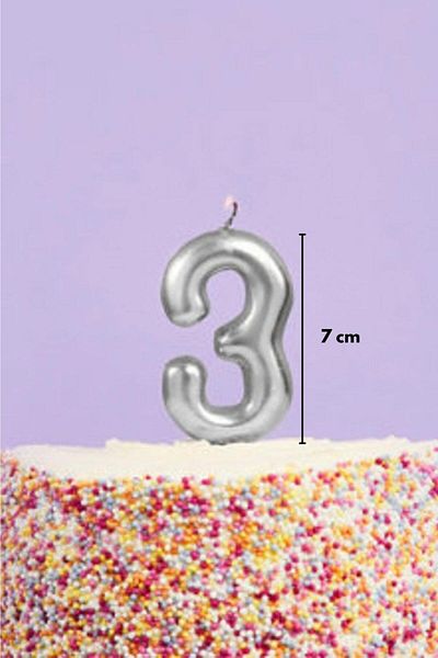 Le Mabelle Silver Number 3 Candle