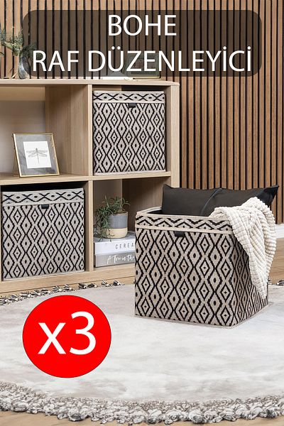 Emofom (3 ΤΕΜ) Bohe Square Shelf Organizer Ράφι και Οργανωτής ντουλαπιών (30 x 30 x 30 cm)