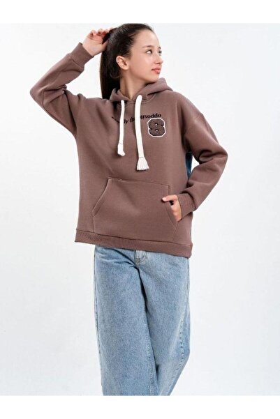 Zekids Детска суитшърт с качулка и детайли от деним на гърба