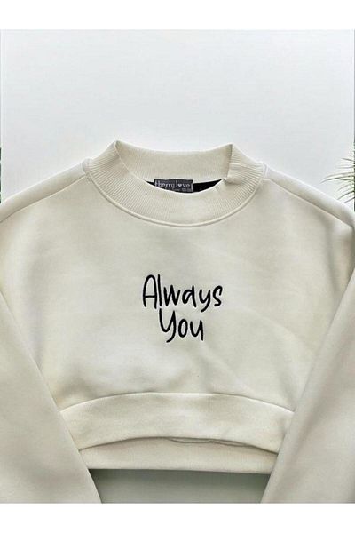 MonCherry Girl - Always Written Three Thread Crop Sweatshirt