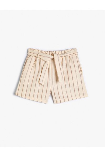 Koton Cotton Pocket Shorts - Belt Detail and Elastic Waist