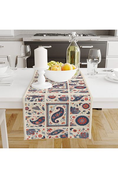 Else Dekor Husă decorativă pentru căptușeală, cu model de țiglă otomană, imprimată, rezistentă la pete, fără sudură, 40x140cm