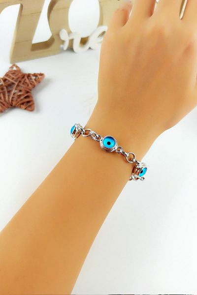 Çlk Accessories Thick Evil Eye Beaded Bracelet B250