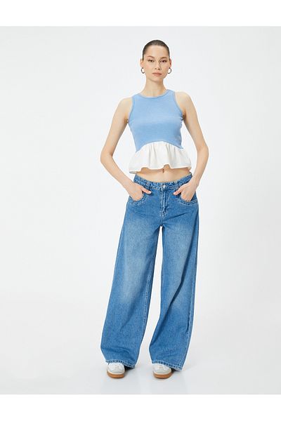 Koton Tricot de corp cu volan și dublu material textil