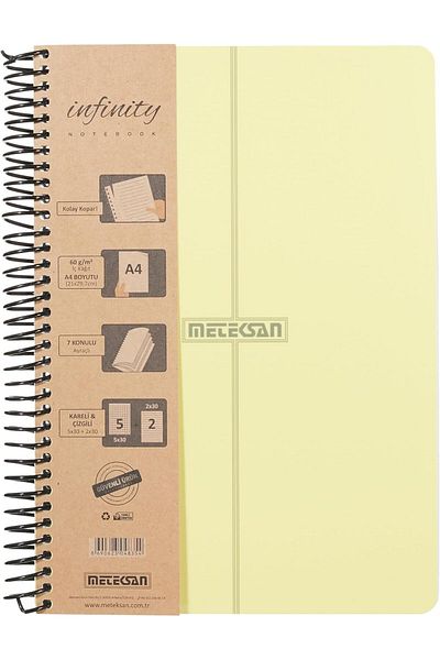 STOREMAX سلسلة Infinity Pastel A4 - دفتر ملاحظات حلزوني ذو 7 موضوعات (5 مربعات، خطين) مع غطاء من البولي بروبيلين