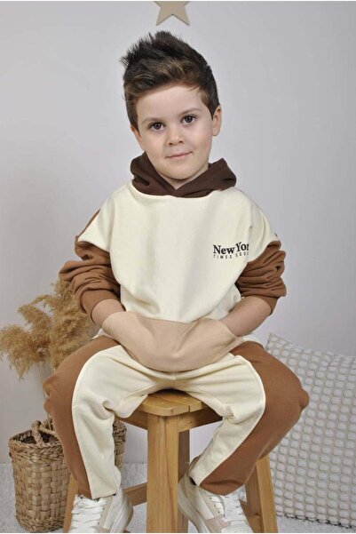 MİNİKO KİDS Boy's Kangaroo Pocket Cotton Hooded Tracksuit