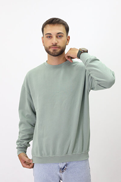 Diop Eskitme Desenli Unisex Sıfır Yaka SweatShirt