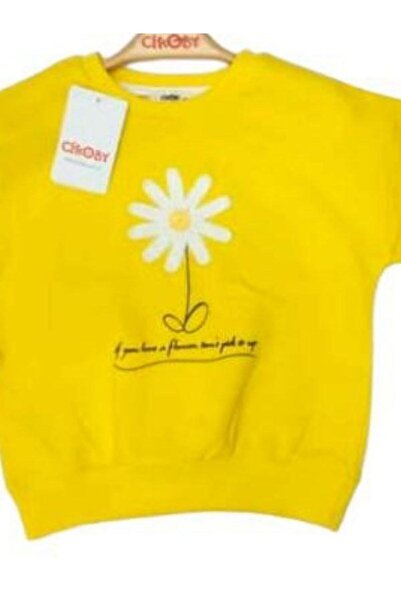 Çikoby Girl's Daisy Embroidered Sweatshirt