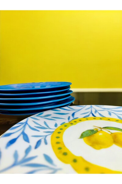 qtahya homes queen of kütahya 7-Piece Porcelain Cake Set for 6 People - Dessert Plate