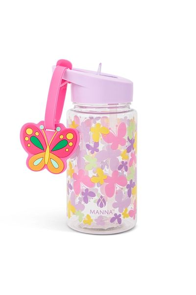 manna Buddy Butterfly Themed Design Water Bottle with Strap 15oz