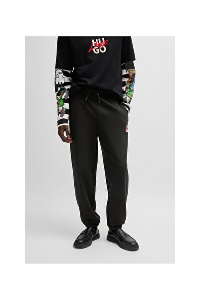 HUGO Duble logolu pamuklu havlu kumaştan eşofman altı