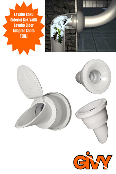 GİVY Lavabo Koku Giderici Çek Valfli Lavabo Gider Adaptör Conta muff