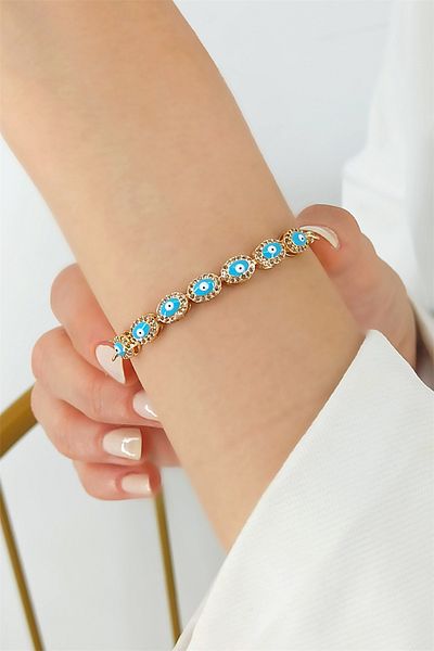 Çlk Accessories Elevator Oval Evil Eye Bead Bracelet Trbileklik70389