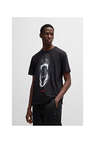 HUGO Hayvan Grafikli Normal Kesim Pamuk Penye Tişört