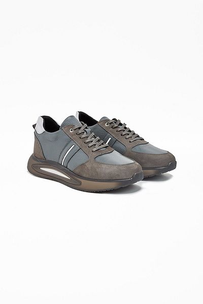 İmza Genuine Leather Gray Lace-Up Casual Shoes -1033240152