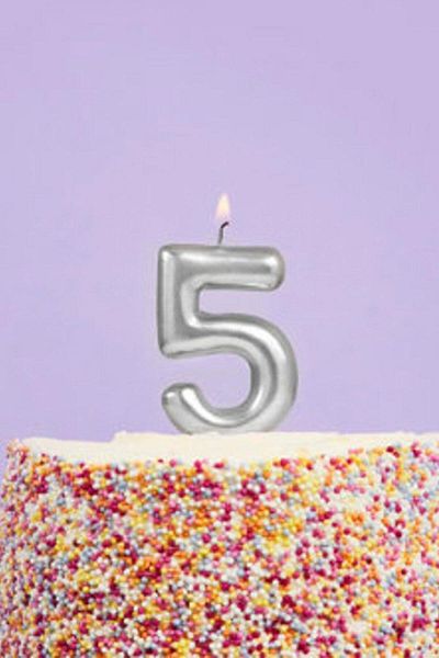 Le Mabelle Silver Number 5 Candle