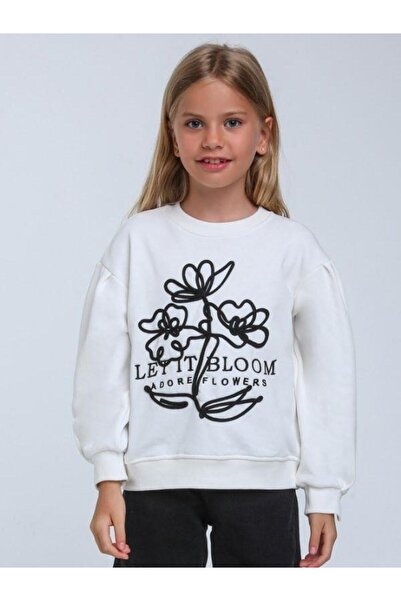 Escabel Hanorac cu broderie de flori pentru fete