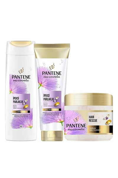 Pantene Pro-V Shine Silky Shampoo - Conditioner and Mask Set 325Ml+275Ml+300Ml