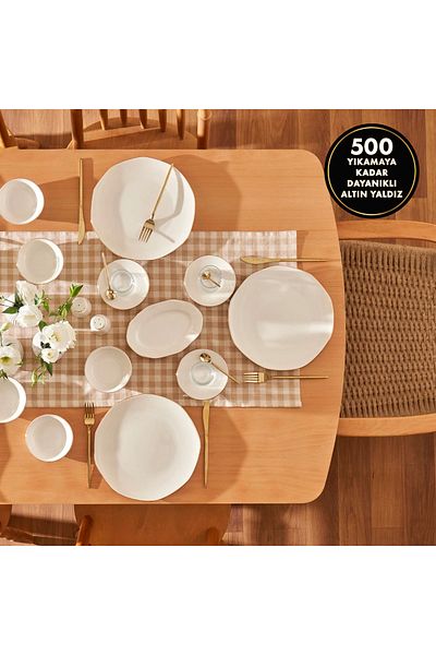 Bella Maison Opal Porcelain 26 Piece Breakfast Set for 6 People Gold