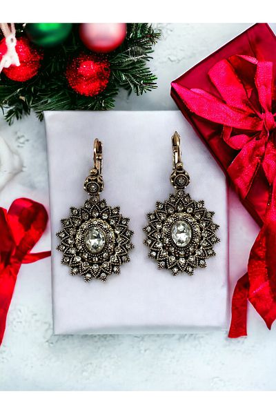 FAYRA ACCESSORIES Sun Earrings - Crystal Stone Detailed