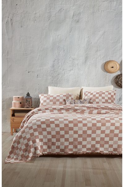 destinyhometex 100% памук Единично покривало за легло 160 x 240 см / 1 брой Възглавница 50x70 см 4-слойна Многослойна Муселин