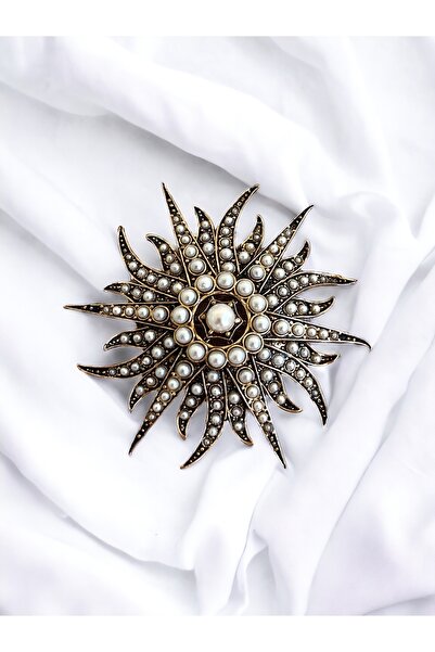 FAYRA ACCESSORIES İnci Işlemeli Güneş Figür Broş