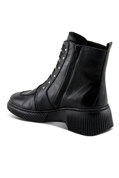 İNZE AYAKKABI Black Genuine Leather Boots - Model Name: Chalcedony