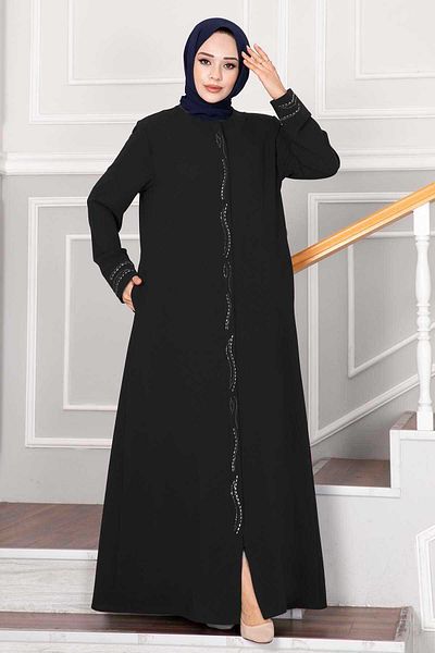 EBRUTESETTÜR Elegant Stone Detailed Hijab Ferace