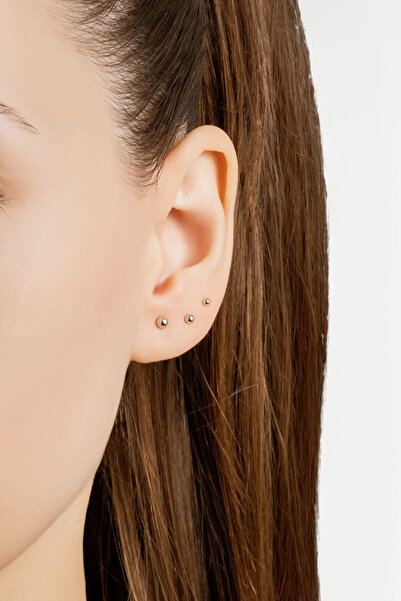 So CHIC... Minimal 18 Ayar Beyaz Altın Kaplama Gümüş Çoklu Küpe