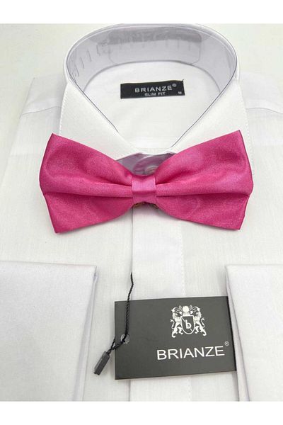 Brianze Pink Solid Color Satin Bow Tie
