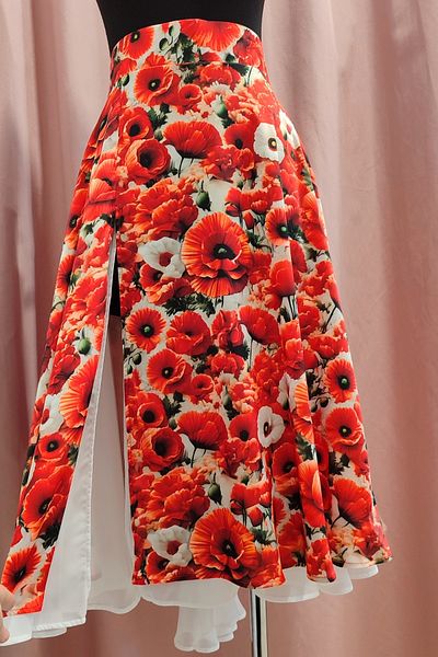 Due Stelle Chiffon Detailed Slit Tango Skirt - Movable Design with Front and Back Slits