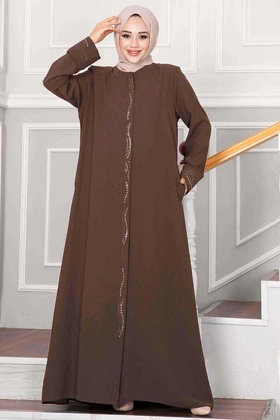 EBRUTESETTÜR Elegant Stone Detailed Hijab Ferace