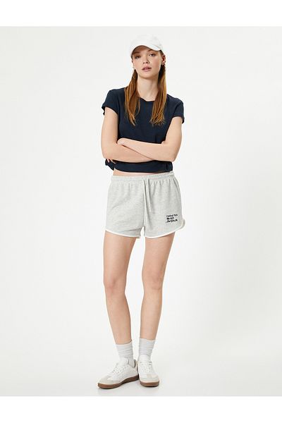 Koton Comfortable Fit Mini Shorts with Waist Tie - Print Detail