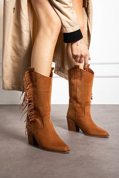 wolk shoes أحذية رعاة البقر النسائية - تان