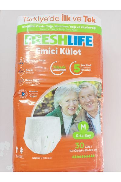 Freshlife M Medium Medium Size Absorbent Panty Diapers 30 Pack