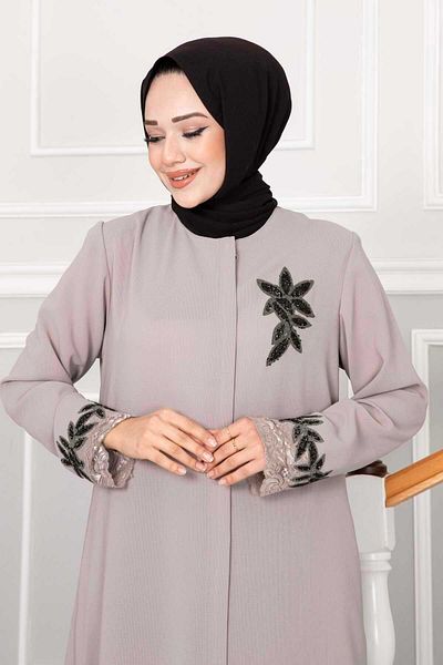 EBRUTESETTÜR Floral Detailed Laced Hijab Ferace