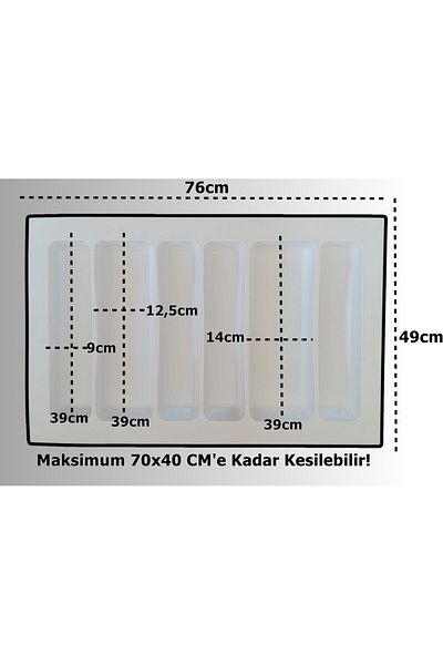 almital mobilya aksesuarları furniture accessories 75x49 εκ. Λευκό συρτάρι 6 θέσεων Organizer Ladle (ΚΟΠΕΤΑ ΕΩΣ 70*40 CM) Δωρεάν κοπή