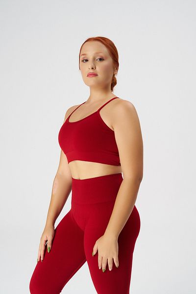 qlu Red Seamless Adjustable Drawstring Women's Sports Bra - Attractive Collection