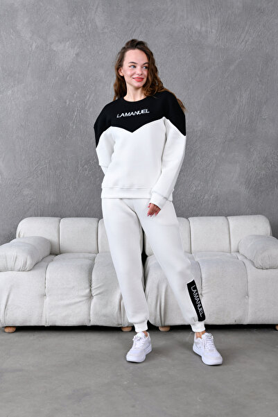 The Besso Σετ αθλητικής φόρμας Lamanuel με κέντημα στο λαιμό - 100% βαμβάκι, υπερμεγέθη κοπή, 3 κλωστές με ανάγλυφο