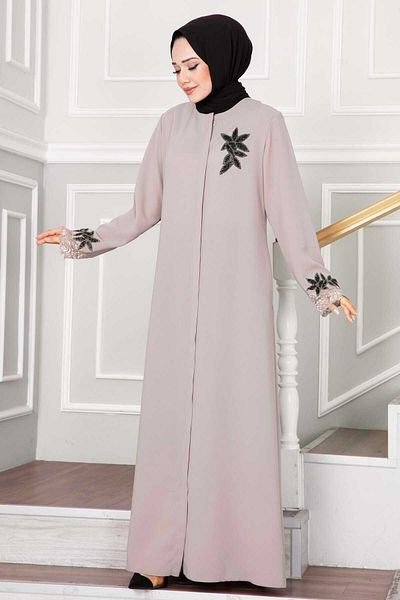 EBRUTESETTÜR Floral Detailed Laced Hijab Ferace