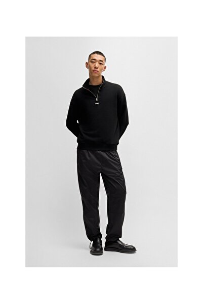 HUGO Logo Printed Cotton Terry Collar Zipper Sweatshirt